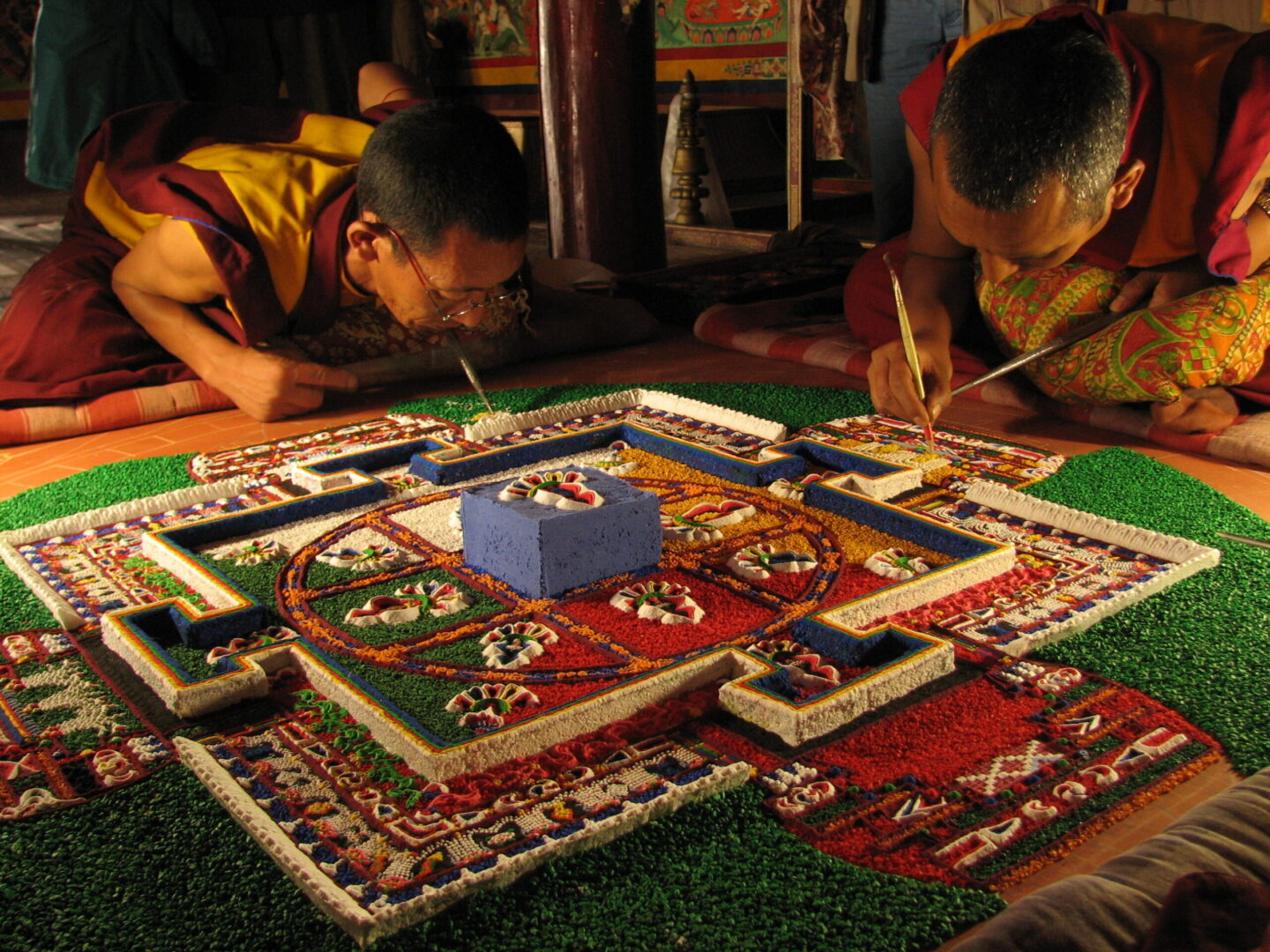 Monks making Tibetan Yantra